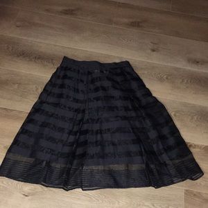 MILLY BLACK SHEER PLEAT FLARE LINED SKIRT